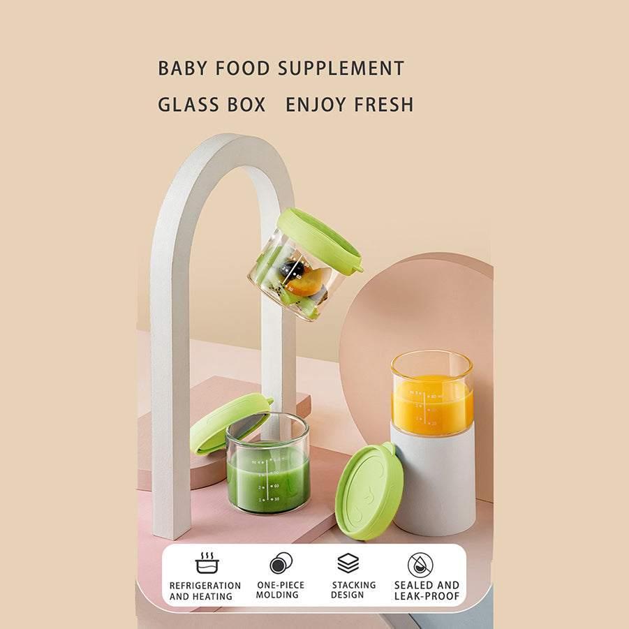 6 pcs/set Glass Baby Food Supplement Bowls – Portable Snack Dispensers, High-Temperature Resistant Milk Powder Containers with Lids, Baby Tableware for Infants and Toddlers