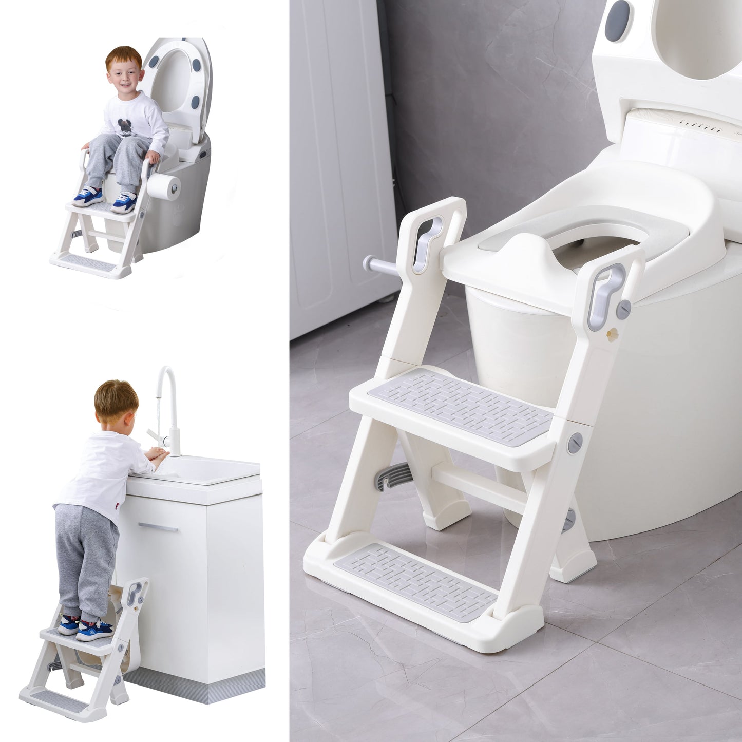 Babybond 2-in 1 Auxiliary toilet Potty Training Seat,Adjustable, Foldable, Stable Ladder & Anti-Slip Pad steps