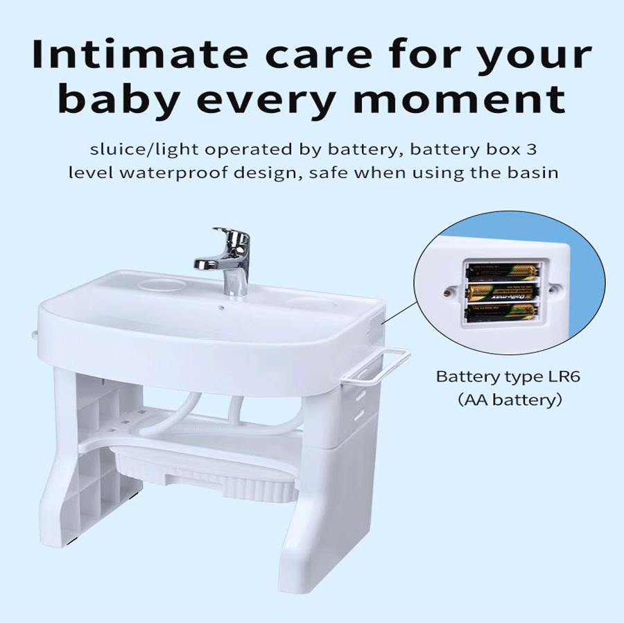 Adjustable Wash Basin Station for Toddlers and Kids - Early Training Plastic Washbasin with Towel Shelf and Simulation Faucet for Self-Care