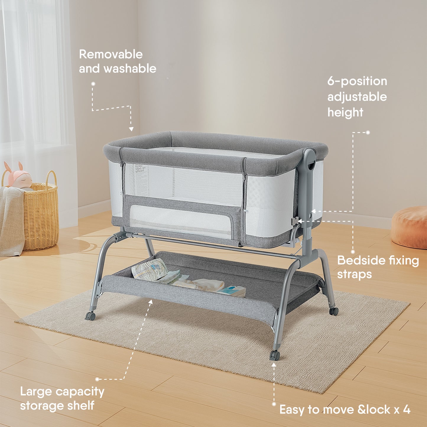 BabyBond Baby Bassinet 3 in 1 Infant & Toddler Cradle Google